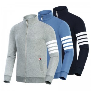 Forår og efterår Ny fire bar bomuldsmode afslappet lille stand krave mænds og kvinders lynlås lange ærme cardigan frakke